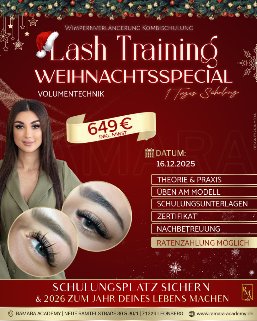 Wimpernverlängerung Schulung Leonberg Stuttgart Ludwigsburg Heilbronn Volumentechnik 1:1 Technik Academy Workshop Training